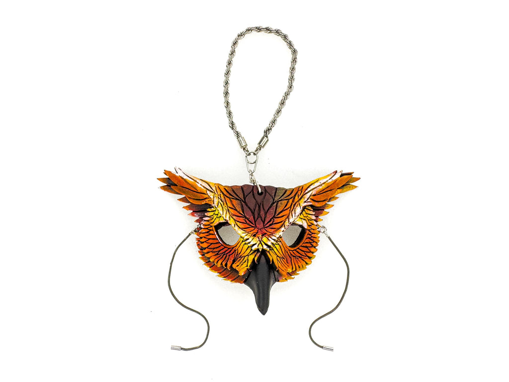 Wise Owl Leather Mini Mask – Handcrafted Charm for Rearview Mirrors, Handbags, Lanyards, Party Favors & More